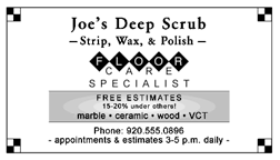 Joe,s Deep Scrub Business Card